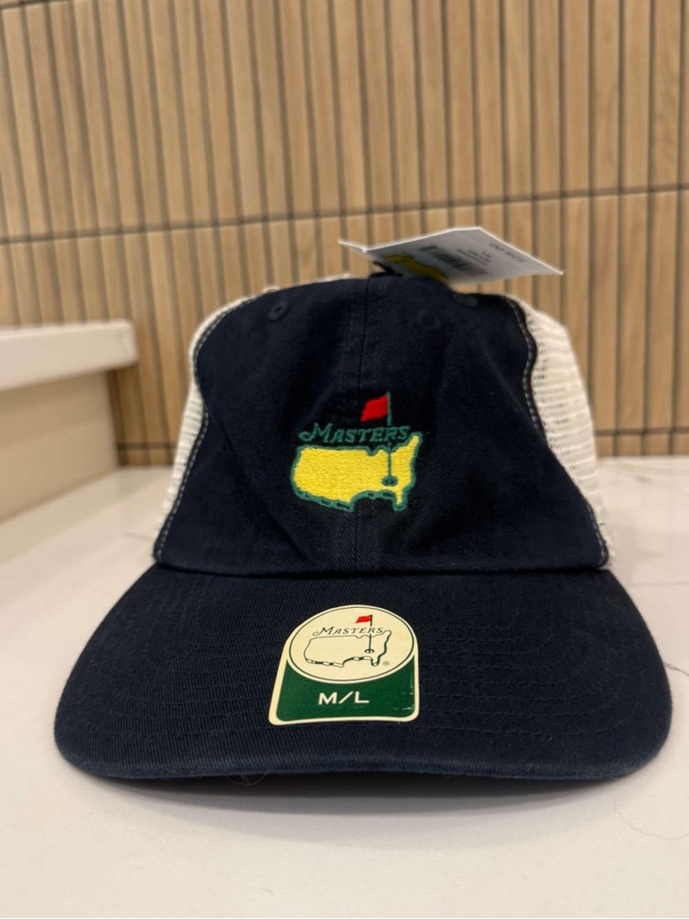 Masters Navy Blue and White Trucker Hat with Yellow Embroidered Logo